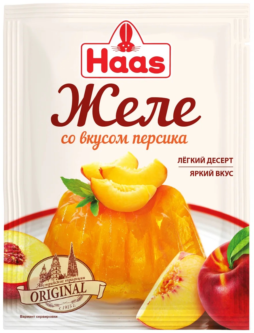 Желе HAAS десертное Персик 50г пак - интернет-магазин Близнецы
