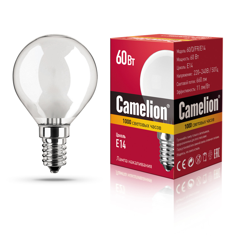 Лампа Накаливания CamelionE1460ВтШарМат  - интернет-магазин Близнецы