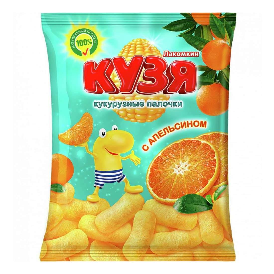 Кукурузные палочки "Кузя Лакомкин"  со вкусом апельсина  - интернет-магазин Близнецы
