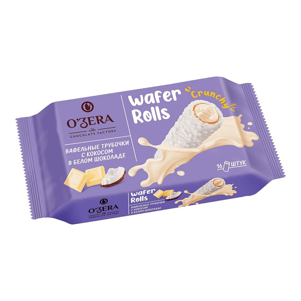 Трубочки ваф. OZera с кокосом  в белом шоколаде  Яшкино  185г ш - интернет-магазин Близнецы