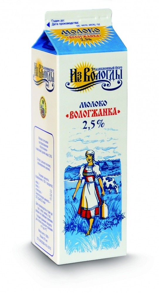 Молоко паст 2.5% Вологжан  Вологда  970мл - интернет-магазин Близнецы