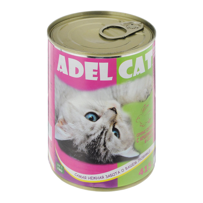 Корм АдельКэт консервы для кошек в соусе кролик 415г ж б - интернет-магазин Близнецы