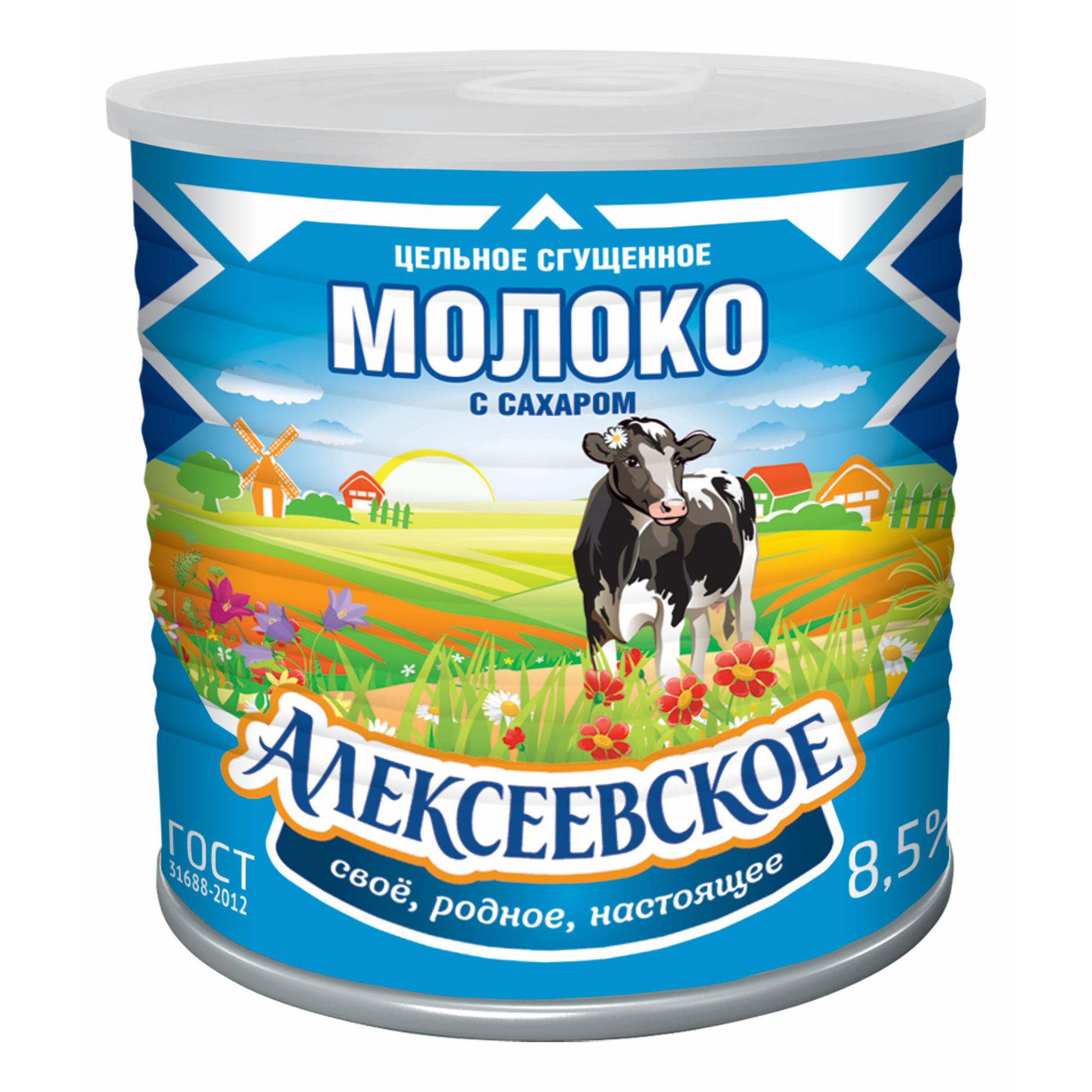 Молоко сгущ с сах цельн 8.5% Алексеевское крышка 360г - интернет-магазин Близнецы