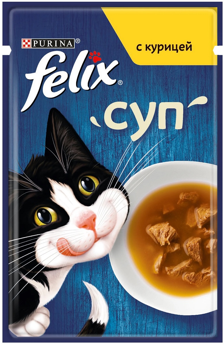 Корм Феликс для кошек Суп с курицей 48г  пауч  шт - интернет-магазин Близнецы