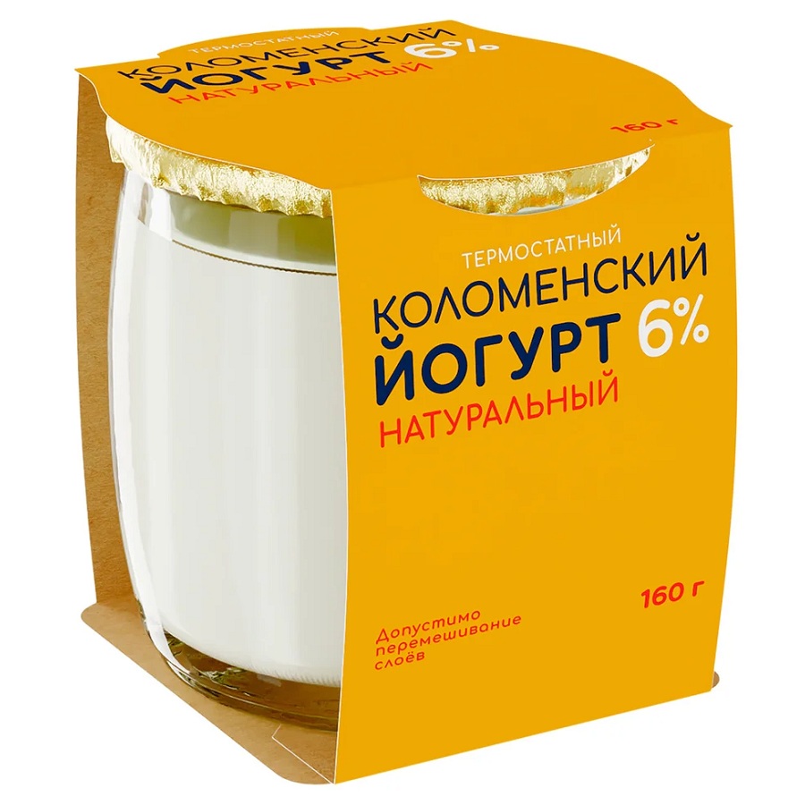 Йогурт 6% Коломенский натур 160г шт  - интернет-магазин Близнецы
