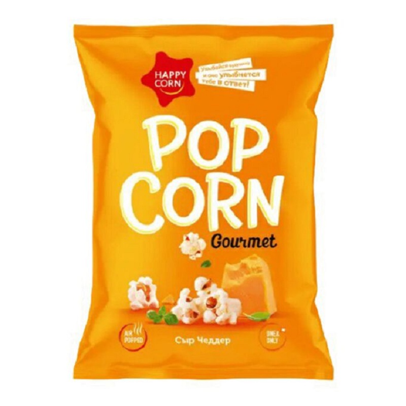 Попкорн Happy Corn Сыр Чеддер 50г - интернет-магазин Близнецы