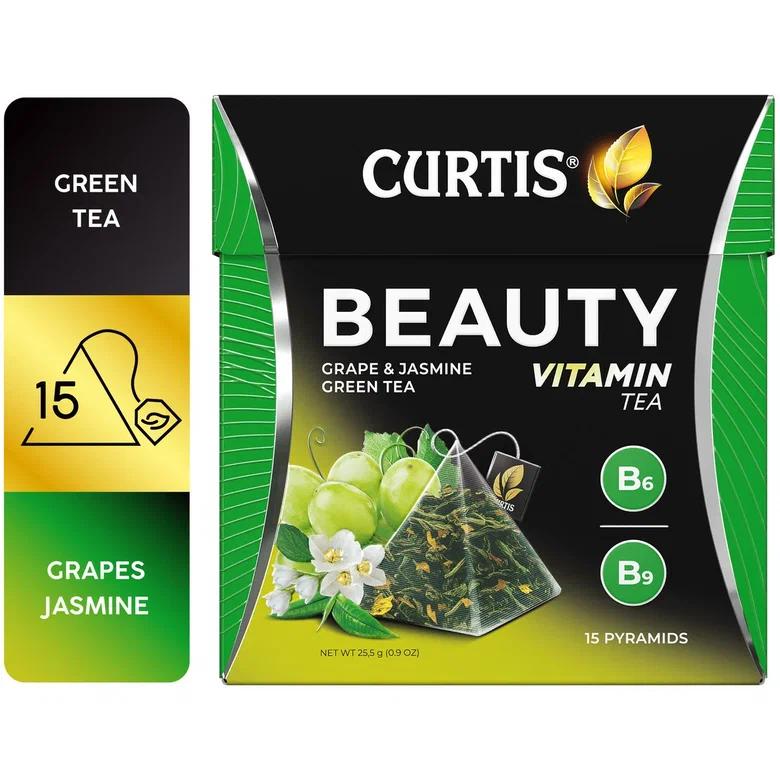 Чай Кёртис Бьюти зелен с витамин пирам (15*1,7г) 7г - интернет-магазин Близнецы