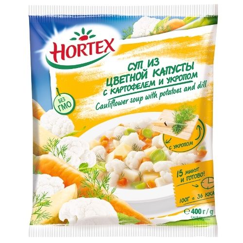 Морож. овощи Суп из цветн капусты  Хортекс  упак 400г - интернет-магазин Близнецы