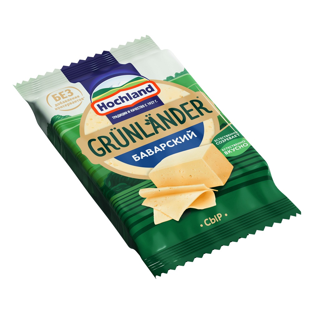 Сыр Грюнландер Баварский 45% кусок  Россия   - интернет-магазин Близнецы