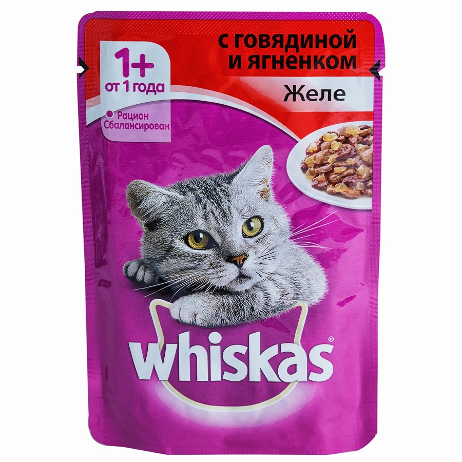Корм Вискас Желе для кошек говядина и ягненок   пауч  75г - интернет-магазин Близнецы