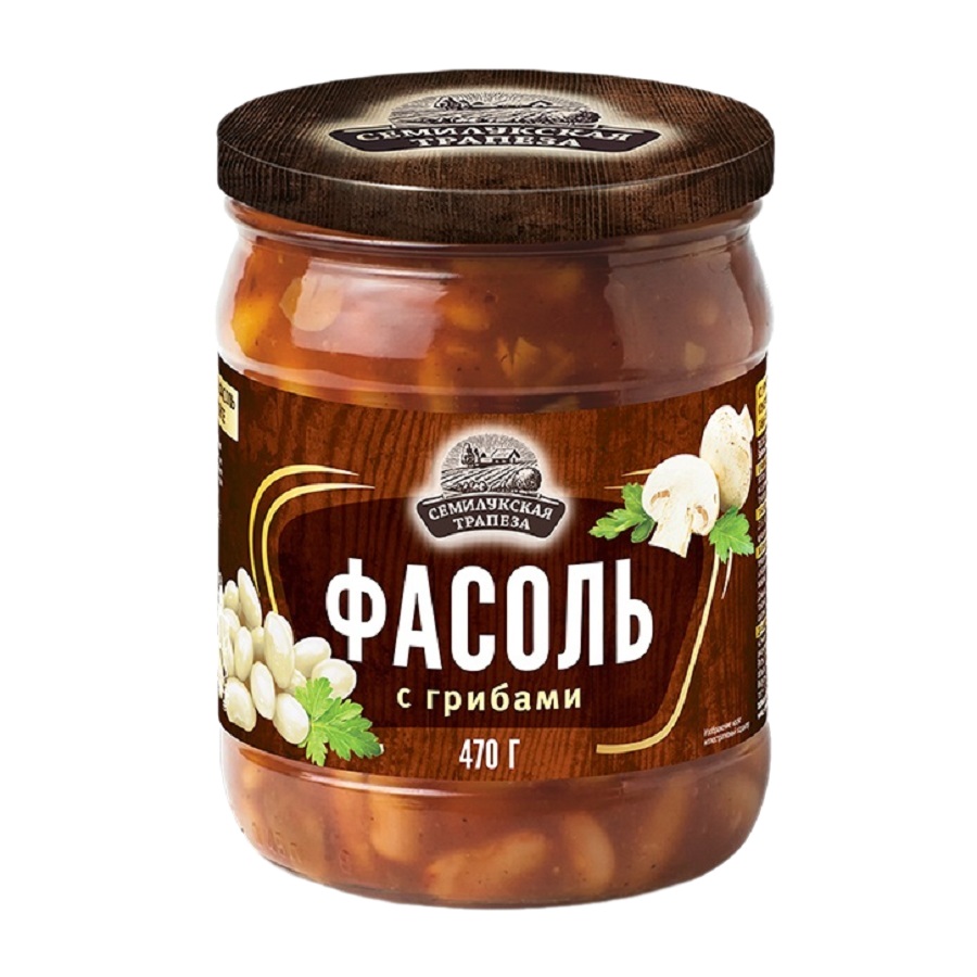 Фасоль с грибами в т соусе  СемилукскаяТрапеза  470г бан - интернет-магазин Близнецы