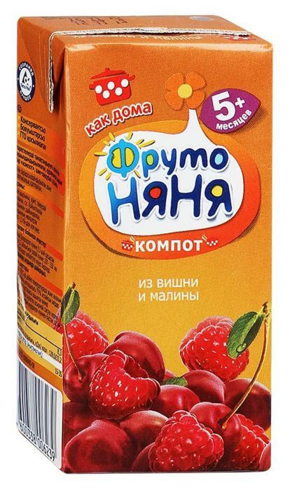 Д.п Компот Фрутоняня вишнево-малиновый 0.2 л - интернет-магазин Близнецы