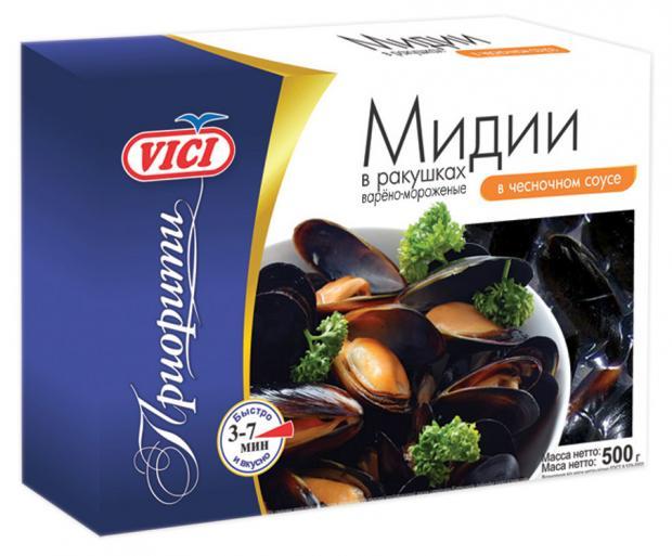 Мидии в чесн соусе в м Приор  Vici  уп 500г - интернет-магазин Близнецы