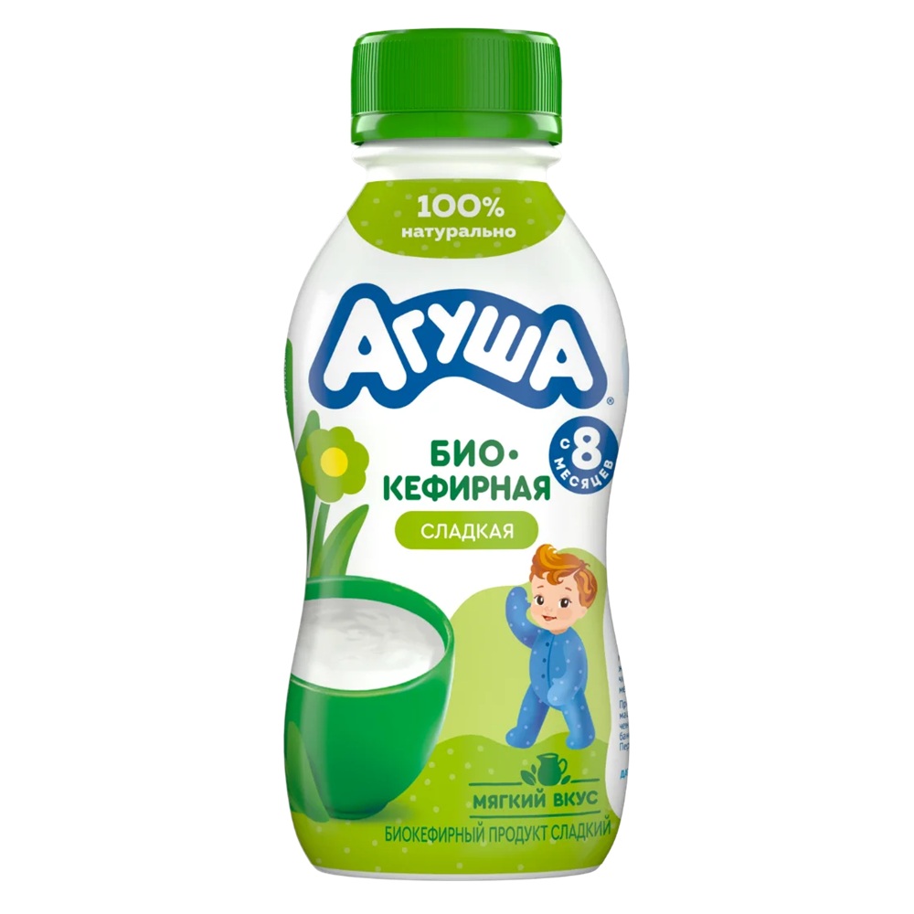 Д п Напиток кисломол 2.9%  Агуша био кефирная сладкая 180г шт    - интернет-магазин Близнецы