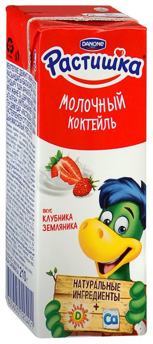 Коктейль 2% молочный Растишка клубника-банан 200мл шт   - интернет-магазин Близнецы