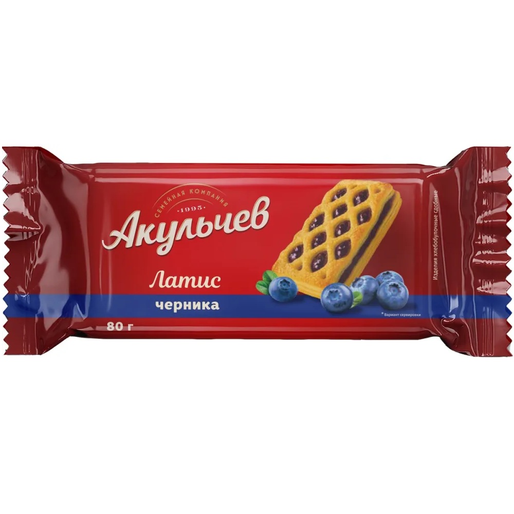 Слойка Акульчев Латис с начинкой со вкусом черники, 80 г