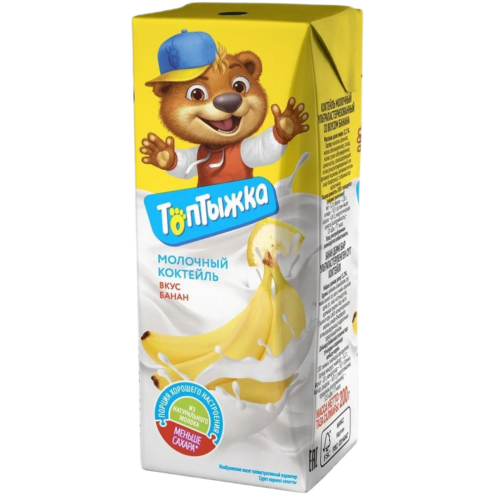 Коктейль 3.2% Топтыжка молоч банан 200г шт  - интернет-магазин Близнецы