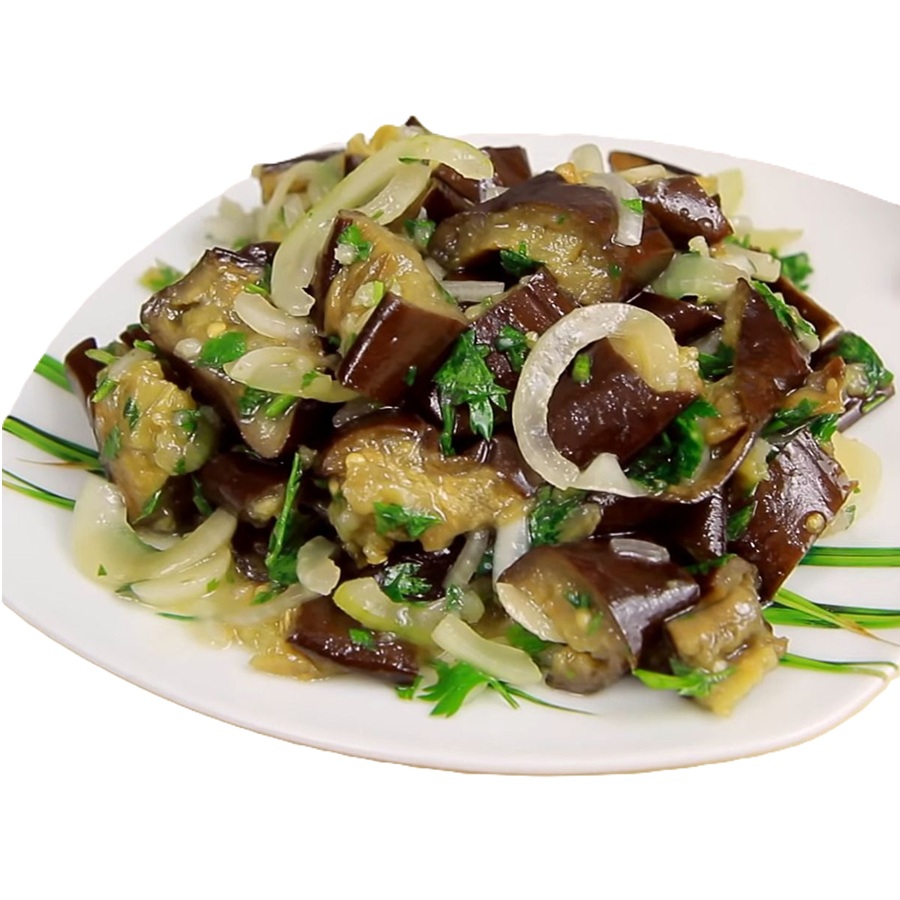 Баклажаны жареные с луком и чесноком Наше производство