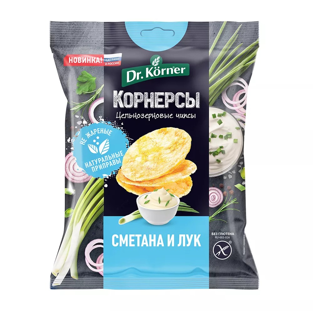Чипсы Dr. Korner кукурузно-рисовые с Сметана-Зелень  50г шт - интернет-магазин Близнецы