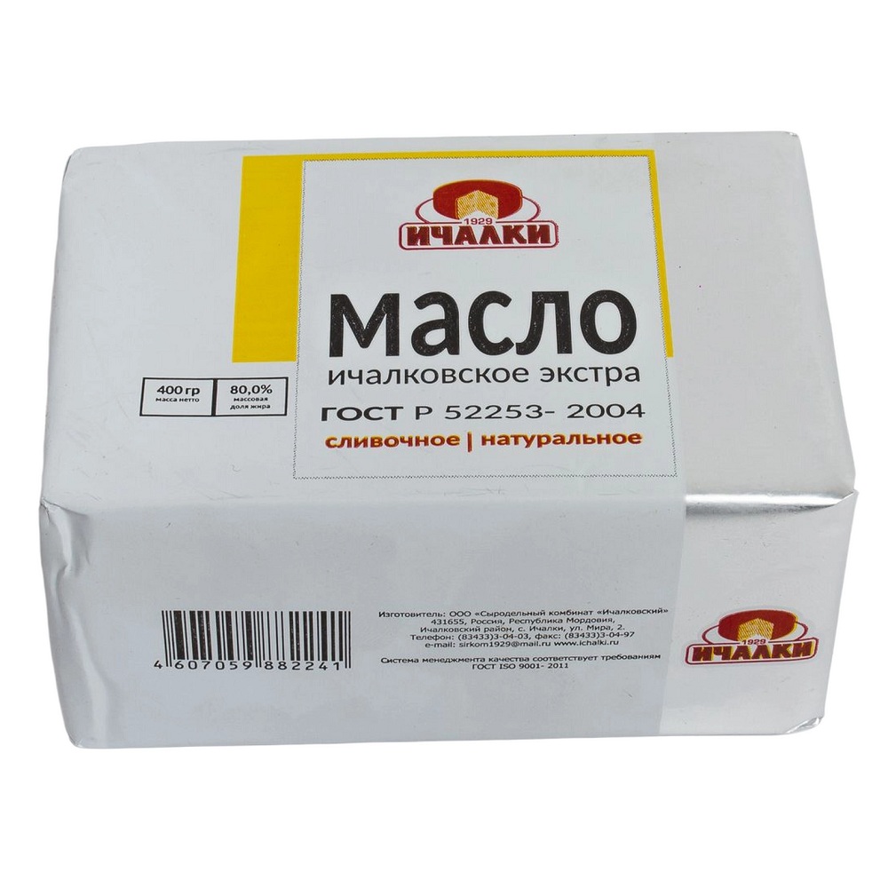 Масло Ичалки сливочное Ичалковское экстра 80%, 400 г