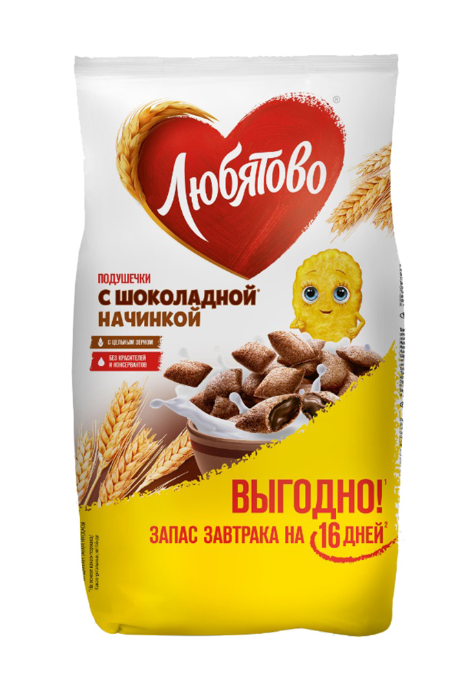 Сух завт Любятово Подушечки с шокол нач 500г - интернет-магазин Близнецы