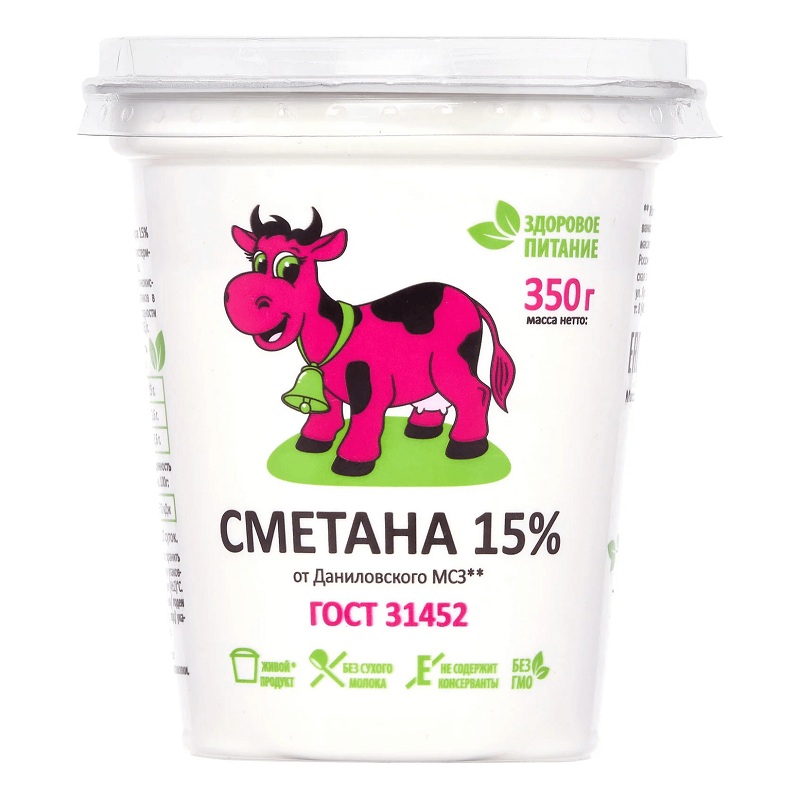 **Сметана 15%  Даниловский МСЗ  350г шт - интернет-магазин Близнецы