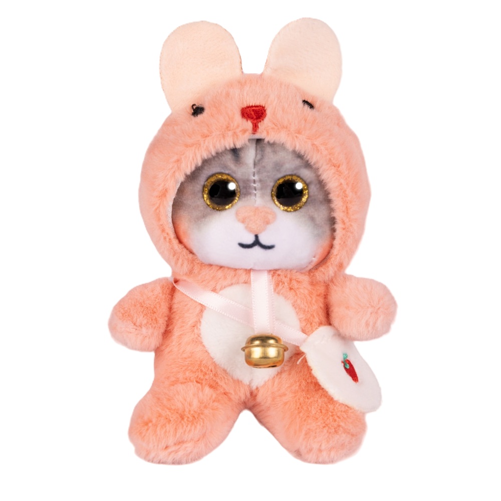 Игрушка мягкая MaxiToys Котик в розовом капюшоне, 12 см