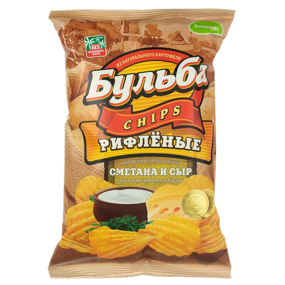 Чипсы Бульба рифленые со вкусом сметаны и сыра  - интернет-магазин Близнецы