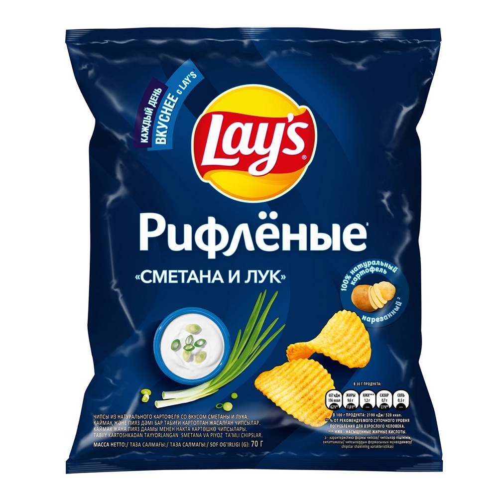 Чипсы Лейс Рифленые Сметана и Лук 70г  - интернет-магазин Близнецы