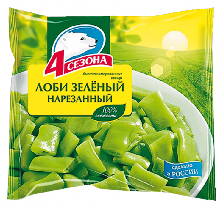 Морож. овощи Лоби зелен резан  4 Сезона  упак 400г - интернет-магазин Близнецы