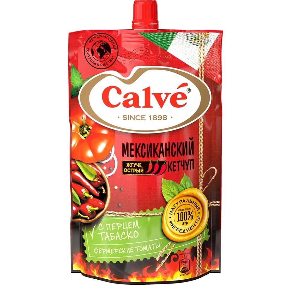 Кетчуп Кальве Мексиканский с Табаско 350г пак - интернет-магазин Близнецы