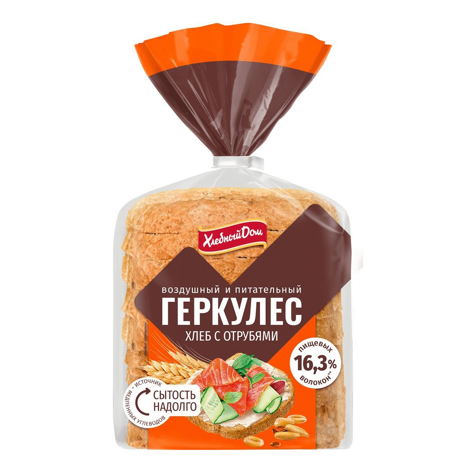 Хлеб Геркулес с отрубями нарез  Хлебный Дом  250г - интернет-магазин Близнецы