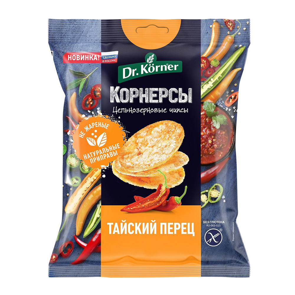 Чипсы Dr. Korner кукурузно-рисовые с Тайским Перцем 50г шт - интернет-магазин Близнецы