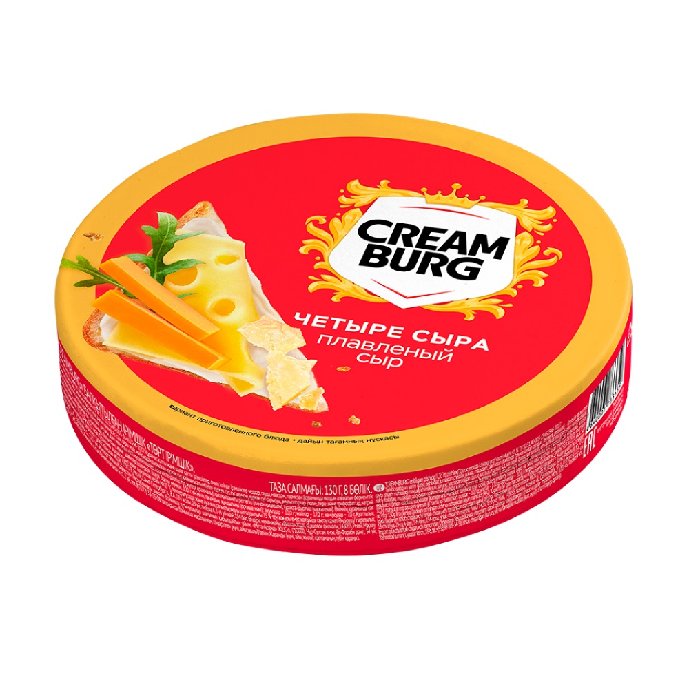 Сыр плавленый Creamburg Четыре сыра 45%, в треугольниках, 130 г