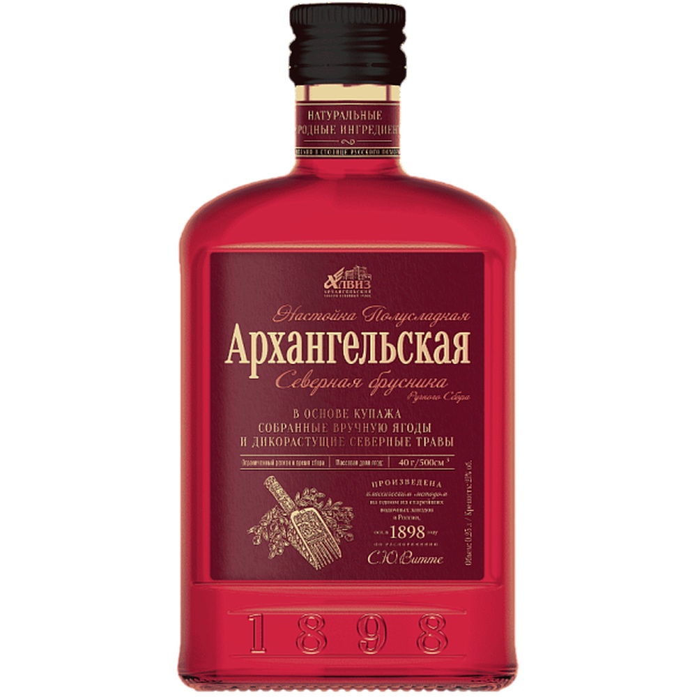 Настойка полусладкая Архангельская Брусника 0.25 л  Россия  - интернет-магазин Близнецы