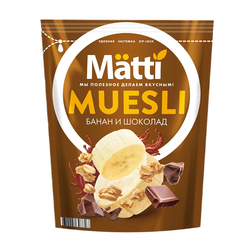 Мюсли Матти с бананом и шоколадом 250г - интернет-магазин Близнецы