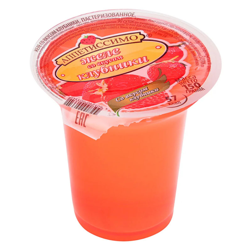 Желе "Аппетисссимо" клубника 150г  \Молоч мир\ - интернет-магазин Близнецы