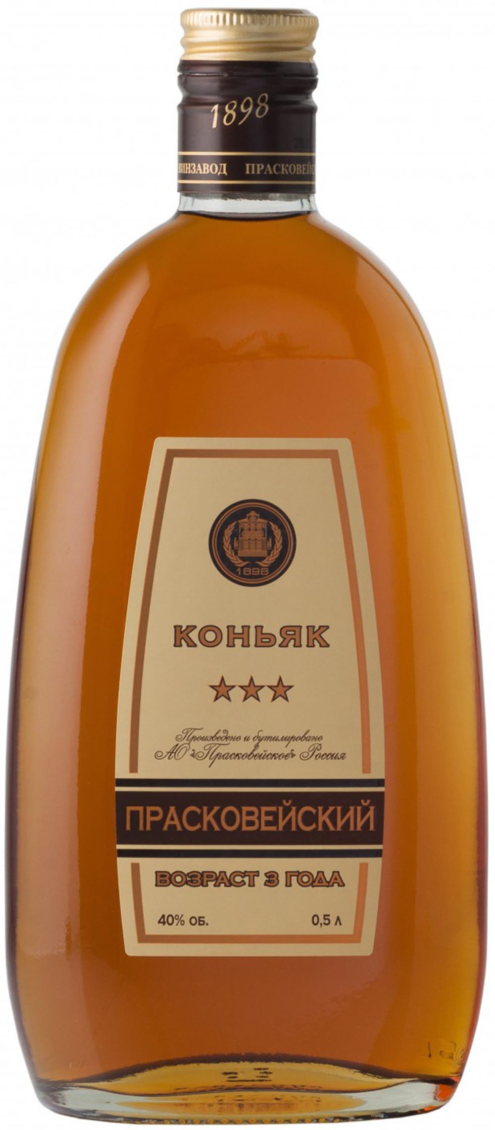 Коньяк Прасковейский 3* фл 0.5 л  Россия  - интернет-магазин Близнецы