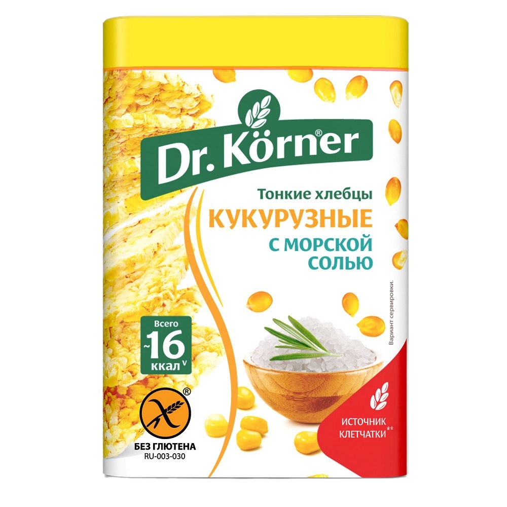 Хлебцы Dr.Korner кукурузные с морской солью, 100 г