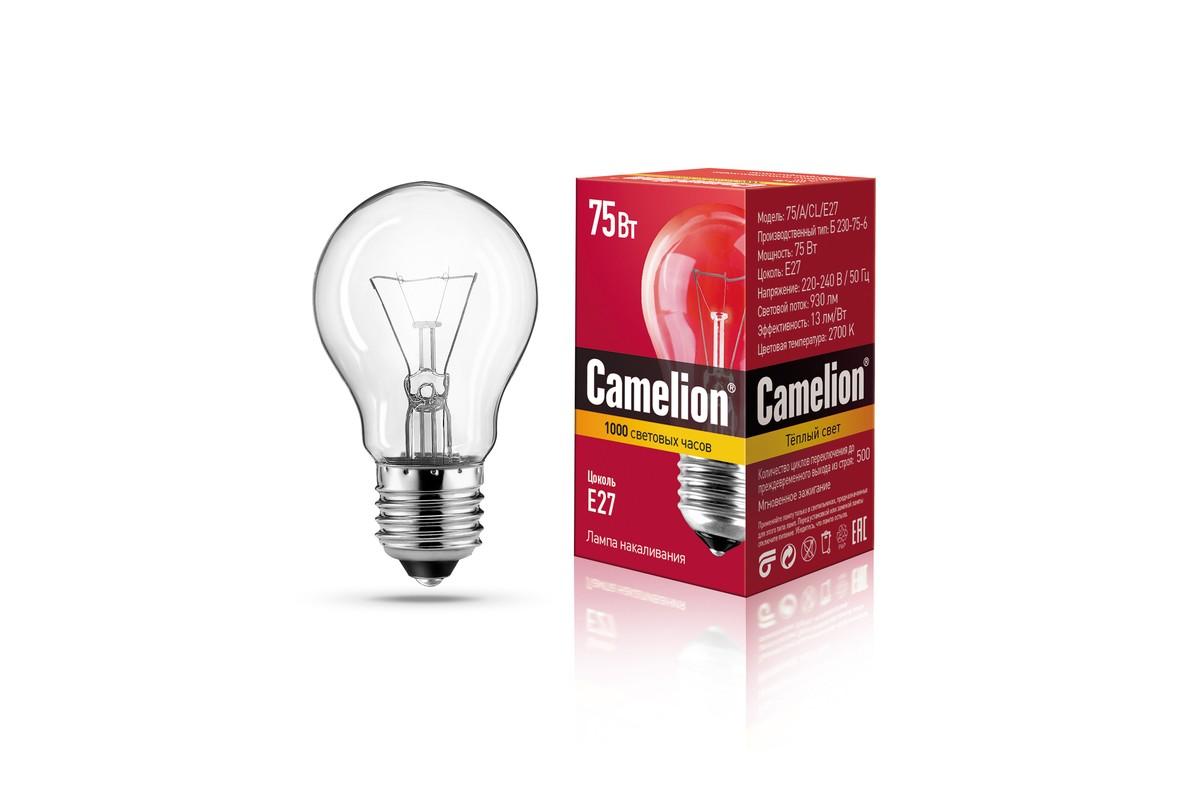 Лампа Camelion E27 75Вт 75/A/CL/E27 ЛОН