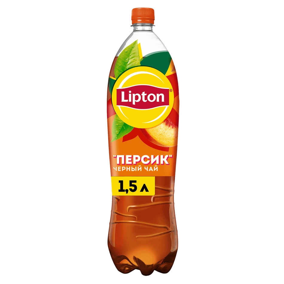 Напиток Lipton холодный черный чай со вкусом персика, негазированный, 1,5 л