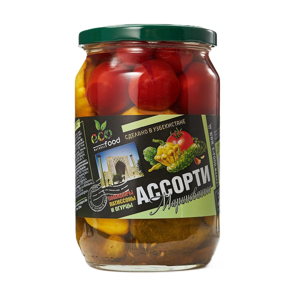 Ассорти марин с патисонами Ecofood 680г бан - интернет-магазин Близнецы