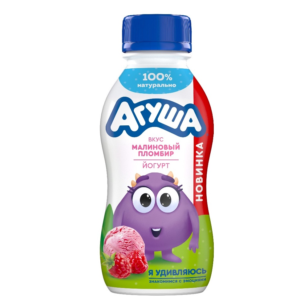 Йогурт Питьевой Агуша Малиновый Пломбир 2,7% - интернет-магазин Близнецы