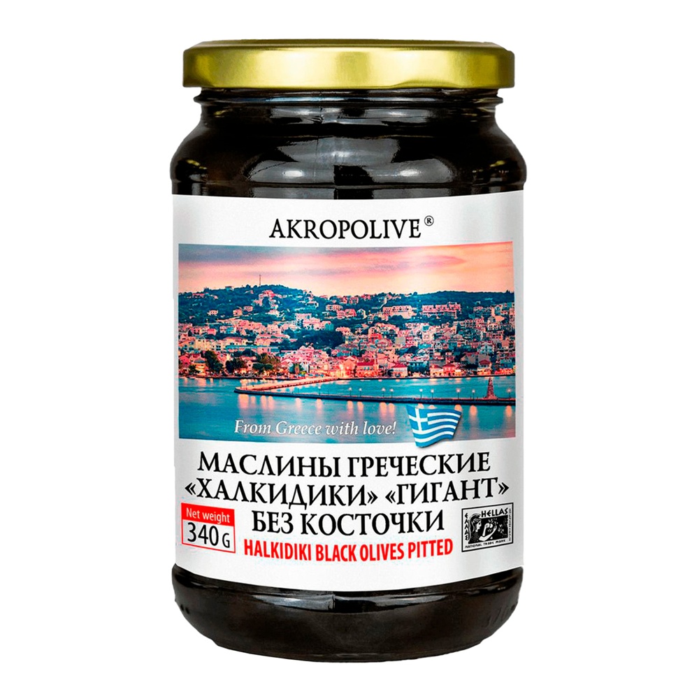 Маслины Халкидики Гигант б к  Греция  340г бан - интернет-магазин Близнецы