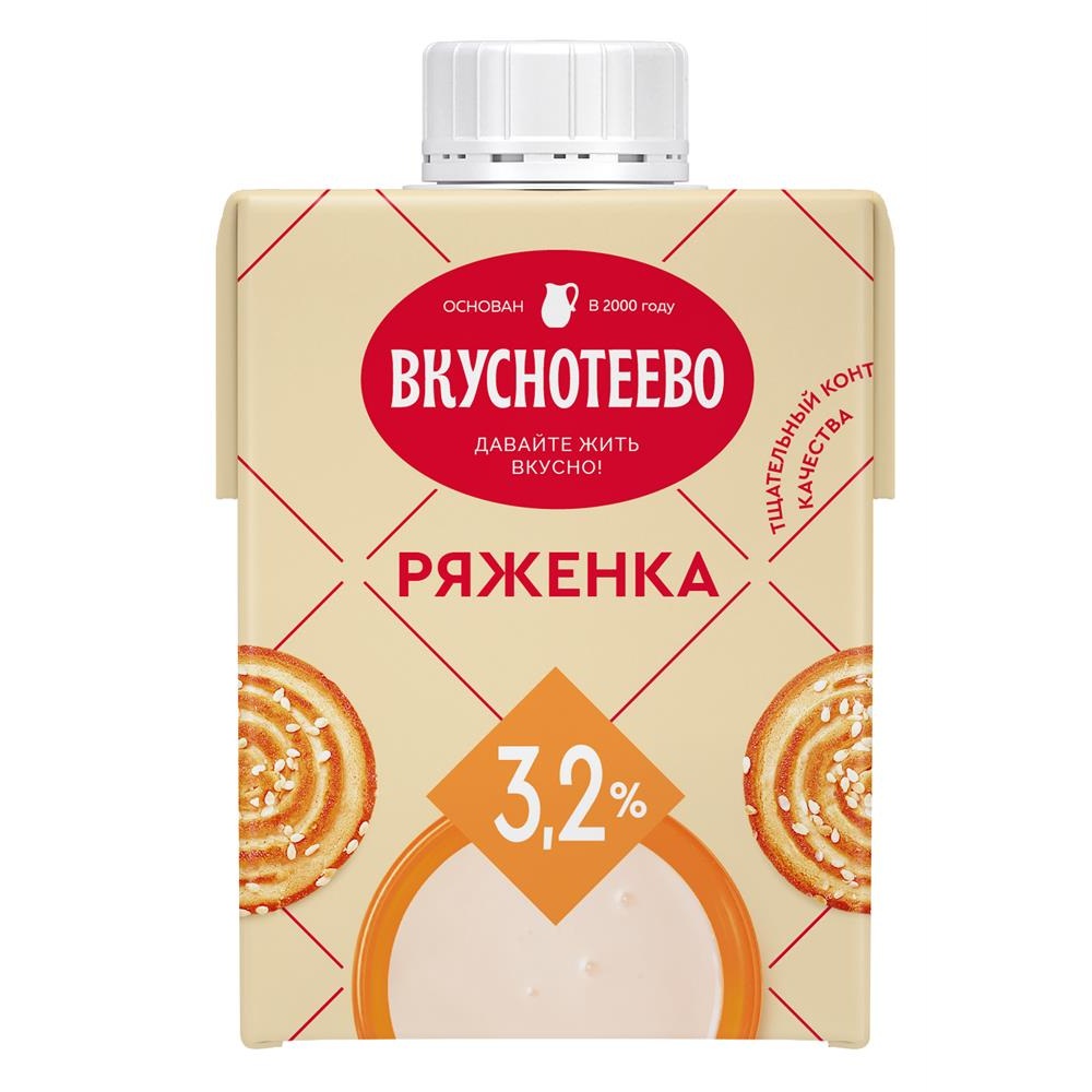 Ряженка Вкуснотеево 500г 3,2%  - интернет-магазин Близнецы