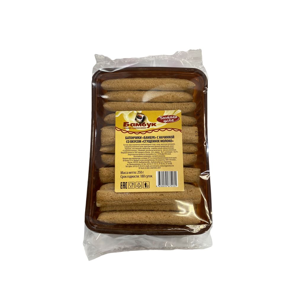 Сух завт Батончики Бамбук со вкусом сгущ молоко 250г - интернет-магазин Близнецы