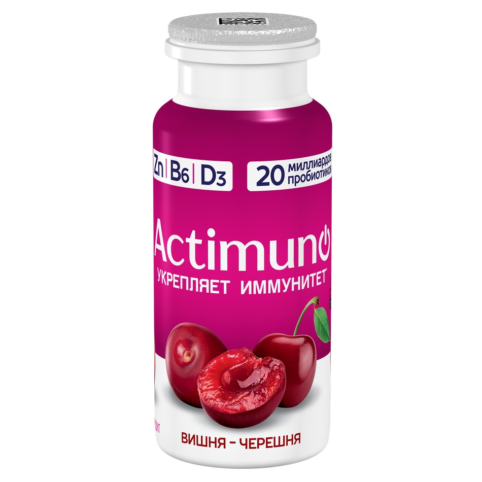 Напиток кисломолочный Actimuno с вишней и черешней 1,5%, 95 г