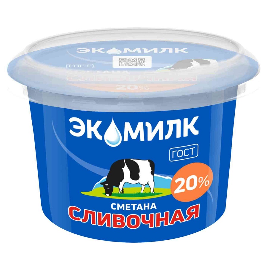 Сметана Экомилк сливочная 20%, 180 г
