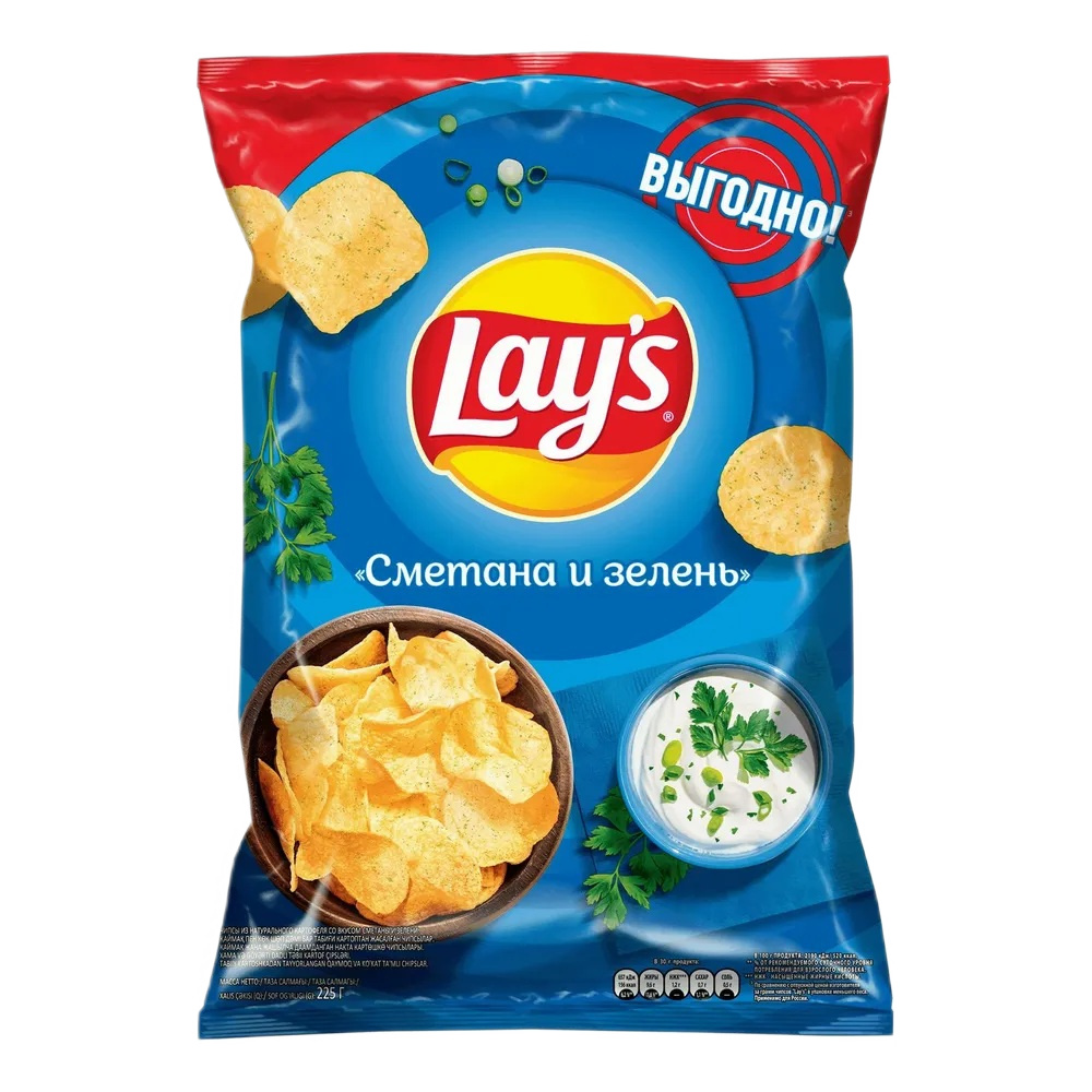 Чипсы картофельные Lay's со вкусом сметаны и зелени, 225 г