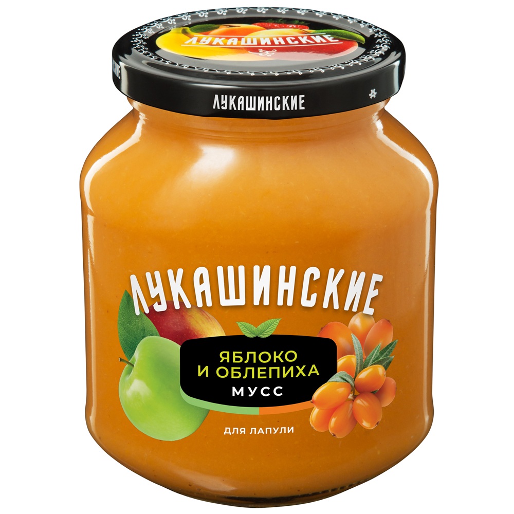 Мусс Яблочно-облепиховый  Лукашинские  370г - интернет-магазин Близнецы